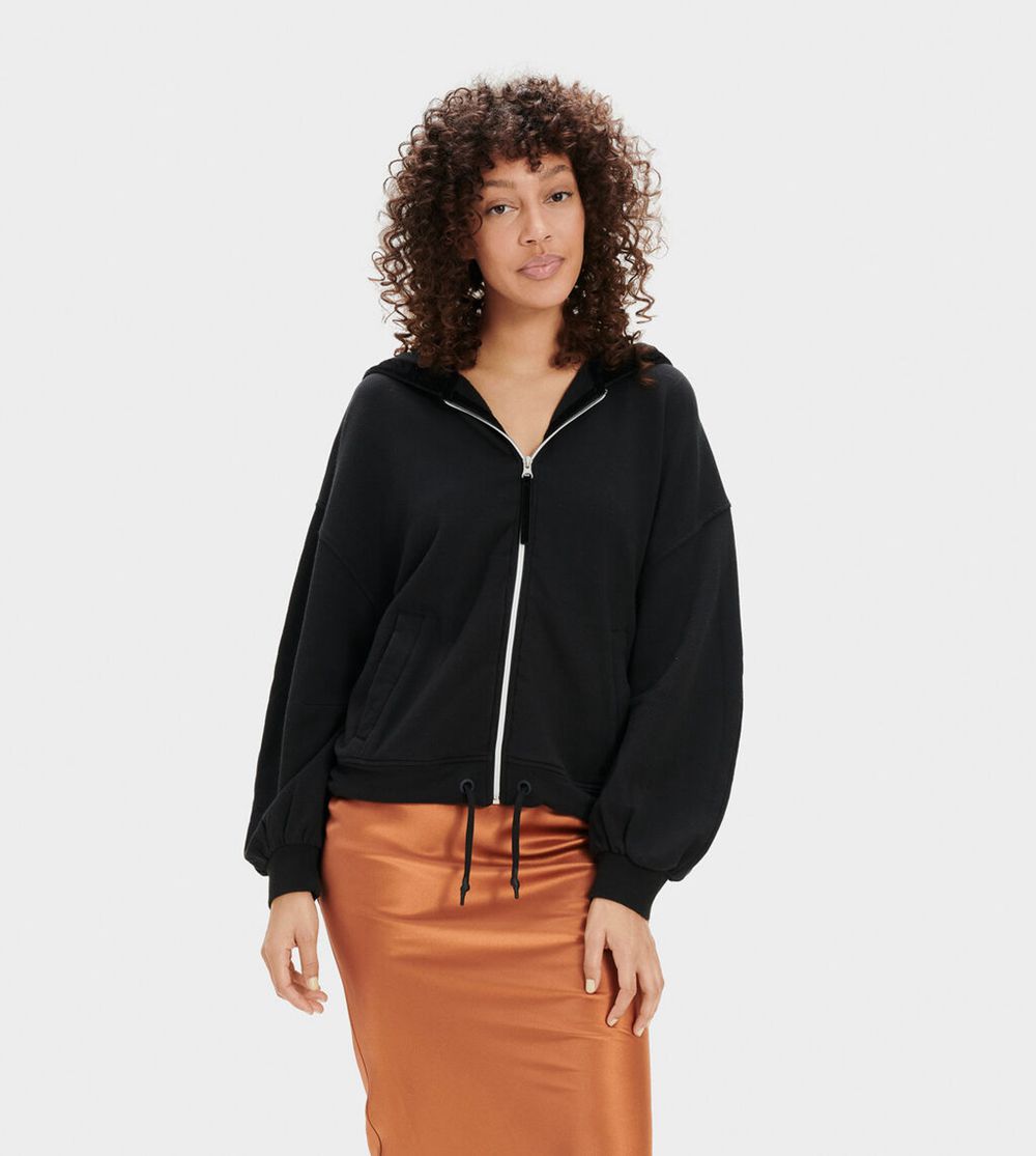 Ugg Hoodie Womens - Ugg Abbi Half Moon Sleeve Black - 810RNJMPA